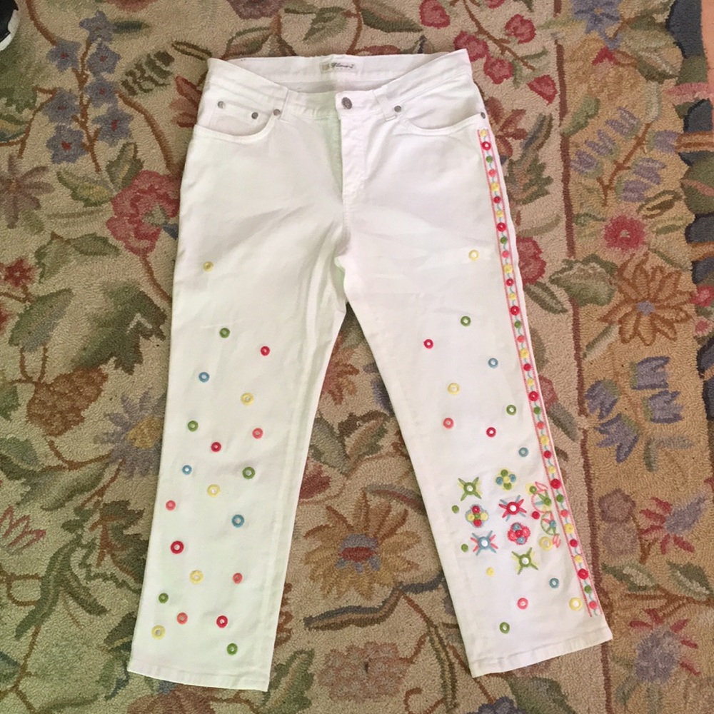 White Jeans with Ornate Detail